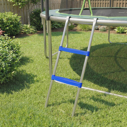 Trampoline Ladder, 2-Steps with Horizontal Wide Steps, Universal Hook, Galvanised Steel Frame, 150kg Load Capacity