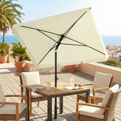 2 x 1.3m Garden Parasol Umbrella, Outdoor Market Table Umbrella with Ruffles & Aluminium Pole