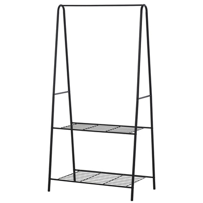 Metal Clothes Rack Coat Garment Hanger Hallway Organiser Hanging Rail Stand 2-tier Shoe Shelving A Shaped 77L x 45W x 153H cm