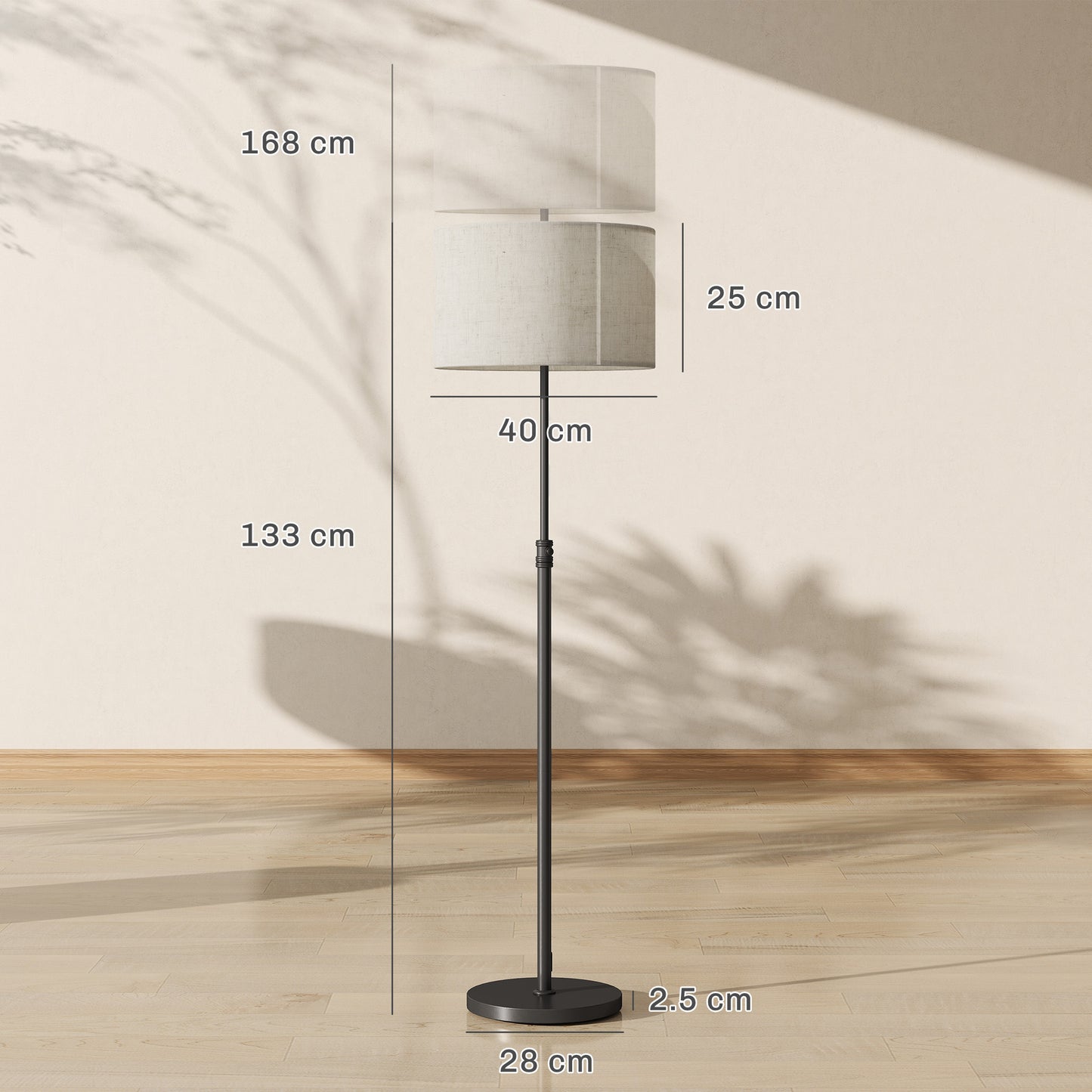 Floor Lamp with Remote, Height Adjustable Standing Lamp with Linen Shade