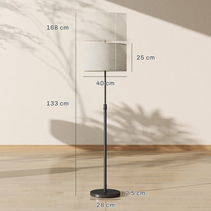 Floor Lamp with Remote, Height Adjustable Standing Lamp with Linen Shade