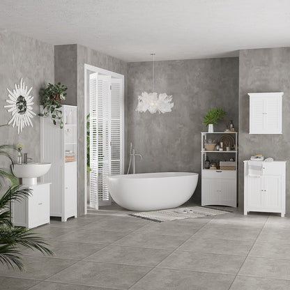 Under Sink Bathroom Storage Cabinet 2 Layers Vanity Unit Wooden - White
