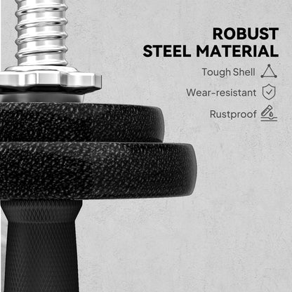 2-in-1 Adjustable Dumbbells Set, 20kg Cast Iron Weights Dumbbells Set with Non-Slip Grip for Strength Training
