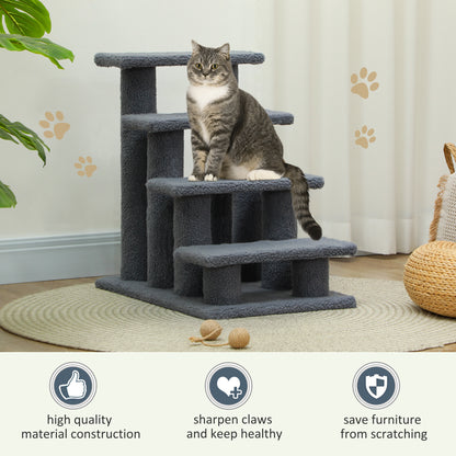 Dog Steps for Bed 4 Step Pet Stairs for Sofa Dog Cat Climb Ladder 63x43x60 cm Grey