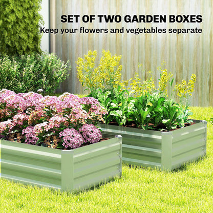 Set of Two 100 x 60cm Steel Planter Boxes - Light Green