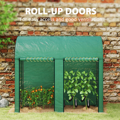 200 x 100cm Walk-In Greenhouse, with Zipped Doors - Green