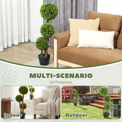 Decorative Artificial Trees Boxwood Ball Topiary Trees Set of 2 in Pot, Fake Plants for Home Indoor Outdoor Decor