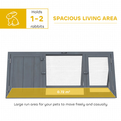 Rabbit Hutch, Wooden Guinea Pig Hutch with Run and Doors, Outdoor Triangle Bunny House for Rabbits,Duck and Chicken