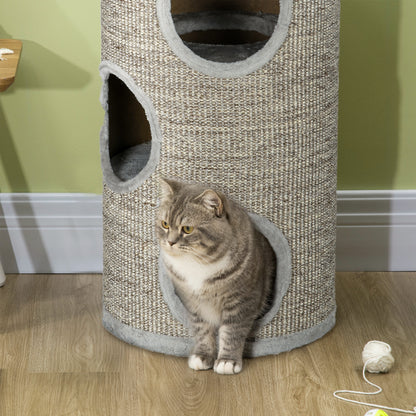 Cat Climbing Frame, Covered with Sisal, Cosy Platform - Light Grey