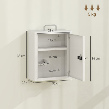 Wall Mount Medicine Cabinet with Combination and Key Lock, 3 Tier Steel First Aid Cabinet, White