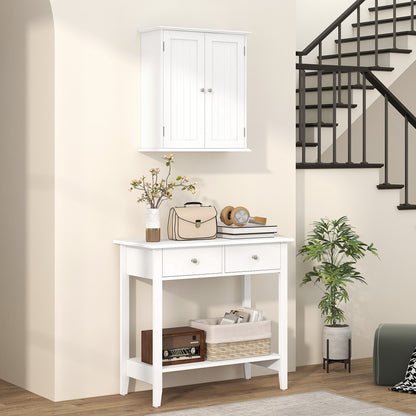Bathroom Wall Cabinet, 3-Tier Wall-Mounted Bathroom Storage Cabinet with Adjustable Shelf, White