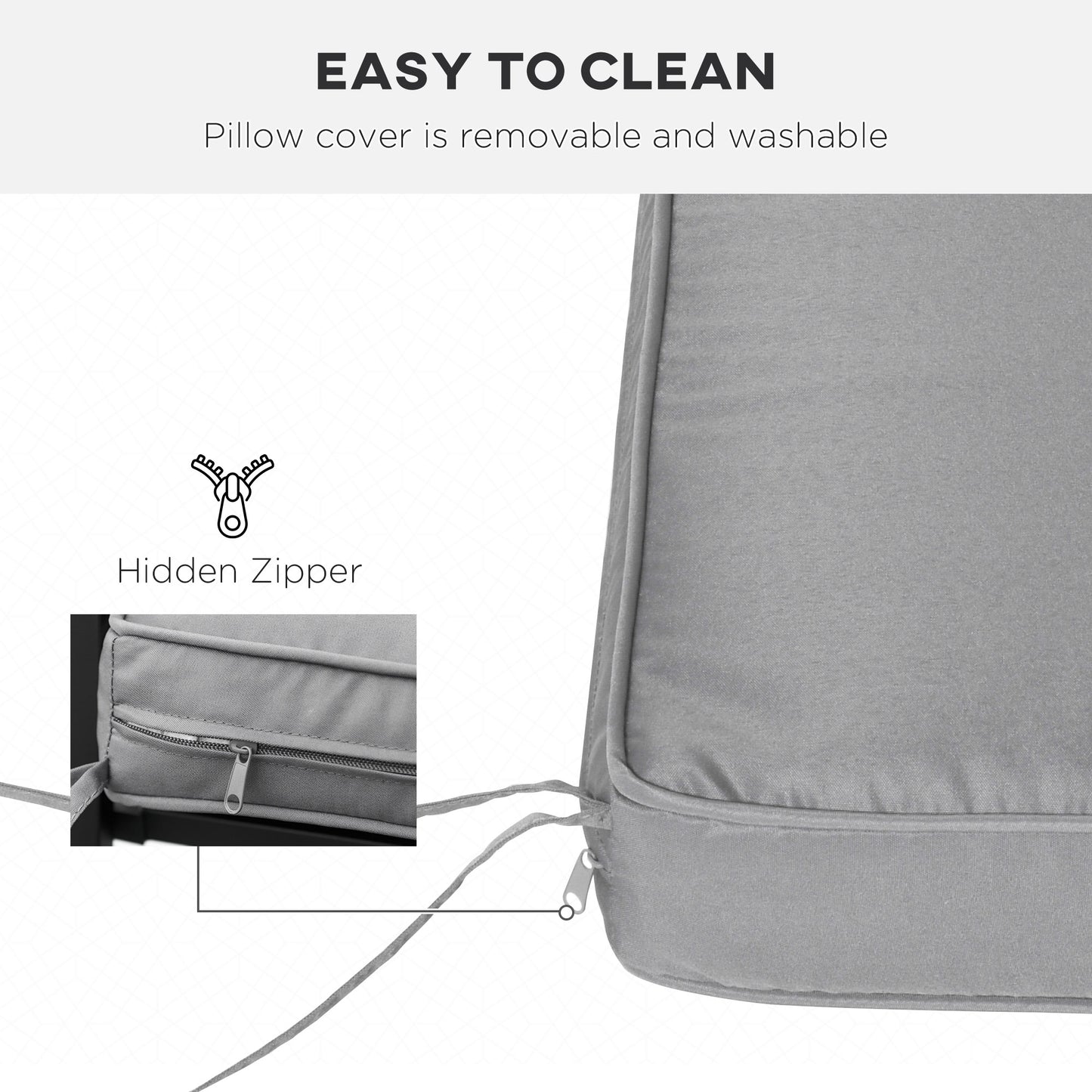 2 Seater Garden Bench Cushion -Light Grey