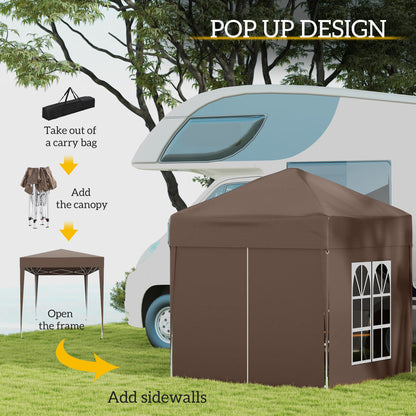 2 x 2 m Garden Pop Up Gazebo, Wedding Party Tent Marquee, Water Resistant Awning Canopy with Sidewalls, Windows, Carry Bag