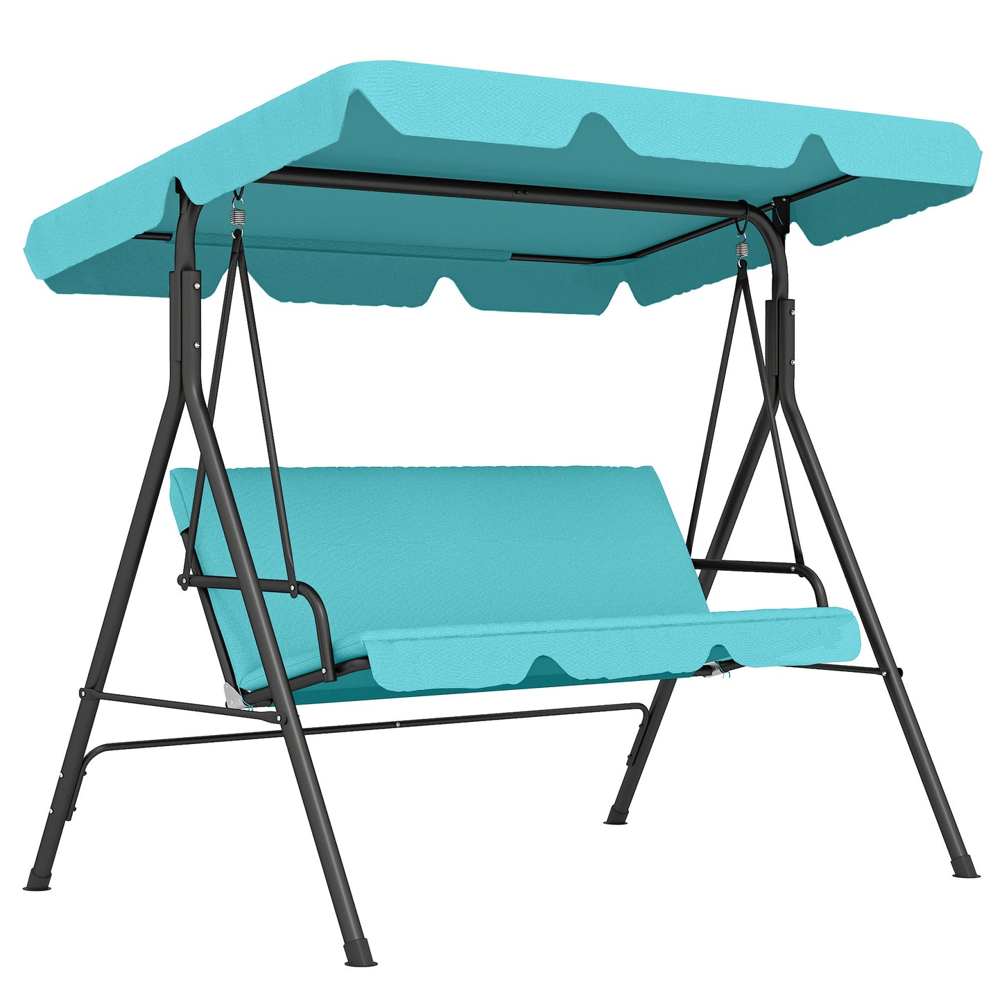 Three-Seater Garden Swing Chair, with Adjustable Canopy - Teal