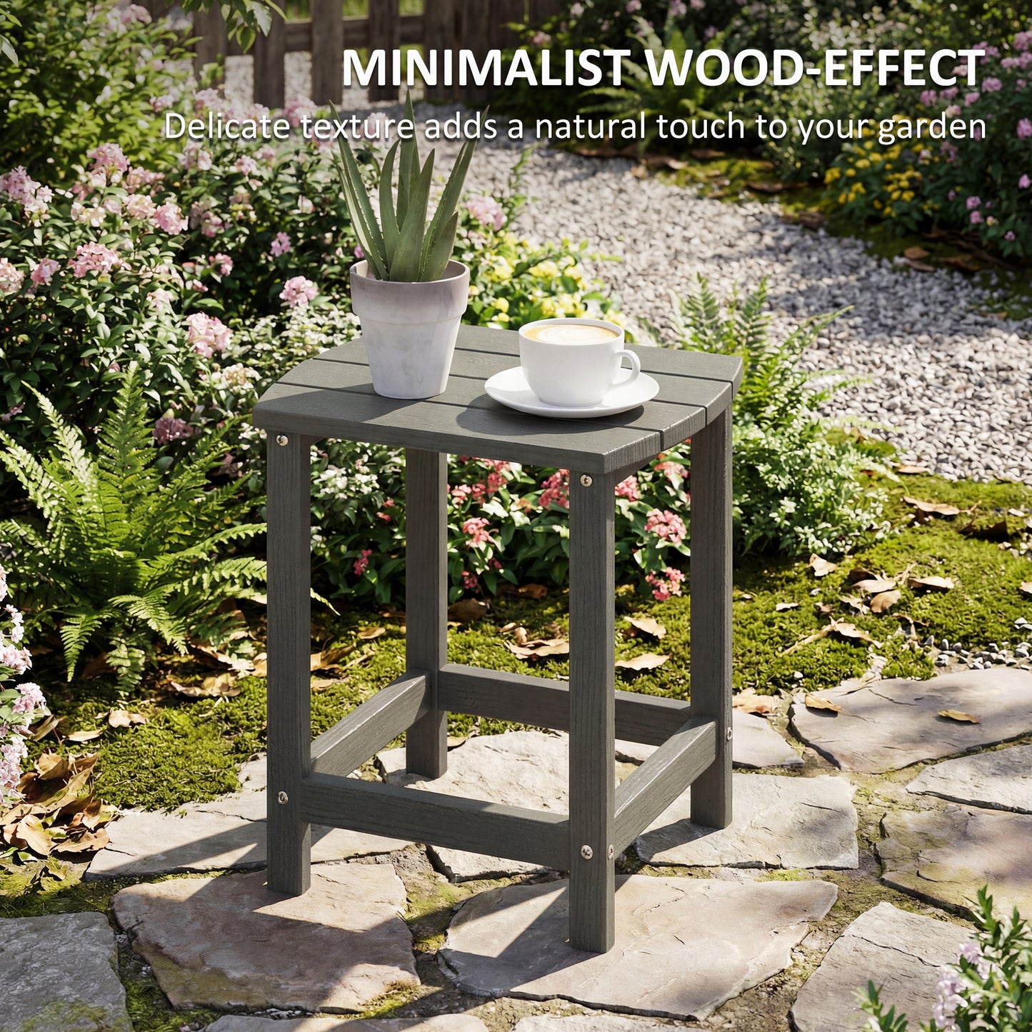 Outdoor Side Table, Garden Coffee Table, All-Weather Adirondack Side Table for Garden, Beach, Indoor Outdoor, Grey