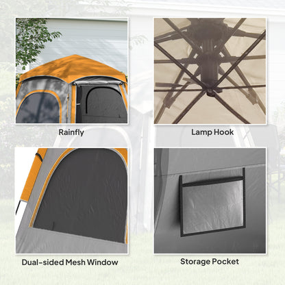 Instant Pop Up Camping Tent, 2/3/4 Person Easy Setup Dome Family Tent with Vestibule, Rainfly, 4 Mesh Windows & 2 Doors