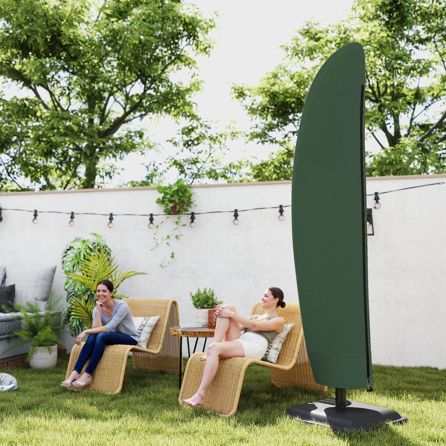 Parasol Cover, 300D Oxford Cantilever Umbrella Cover Fit for 2-4m Parasol, Green