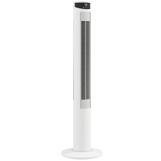 Tower Fan with WiFi Control Standing Floor Fan with Remote Control 116 cm White
