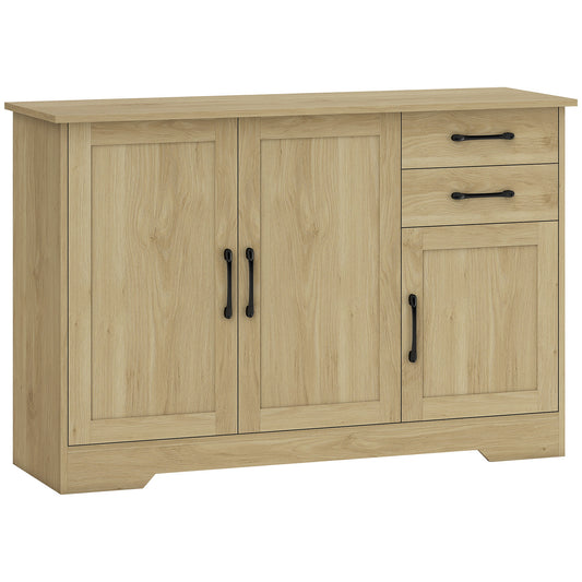Sideboard with 2 Drawers Modern Storage Cabinet, Kitchen Cupboard with Adjustable Shelf and 3 Doors Natural