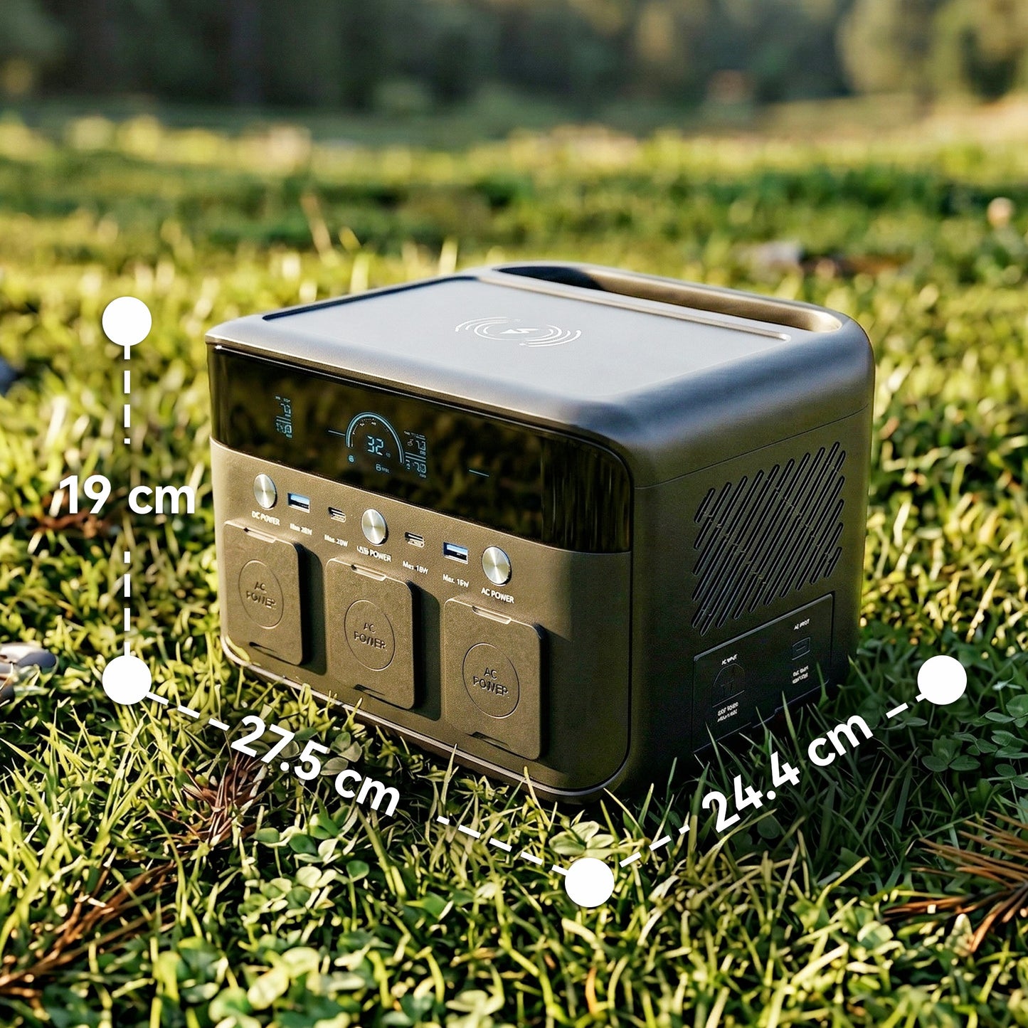Portable Power Station with LiFePO4 Battery, 1.5H Fast Charge, Camping Power Pack with 600W AC/USB-A & USB-C Output