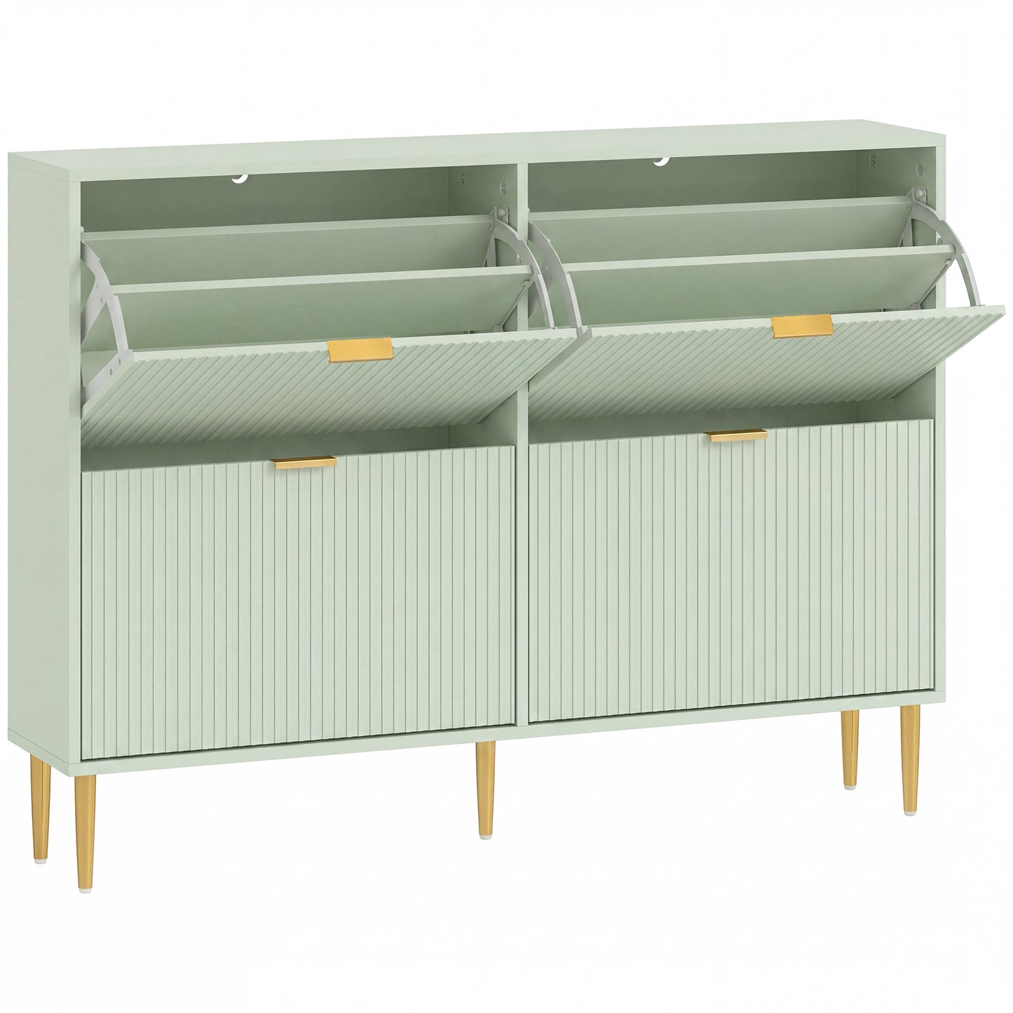 Elegant Four-Drawer Shoe Cabinet - Light Green