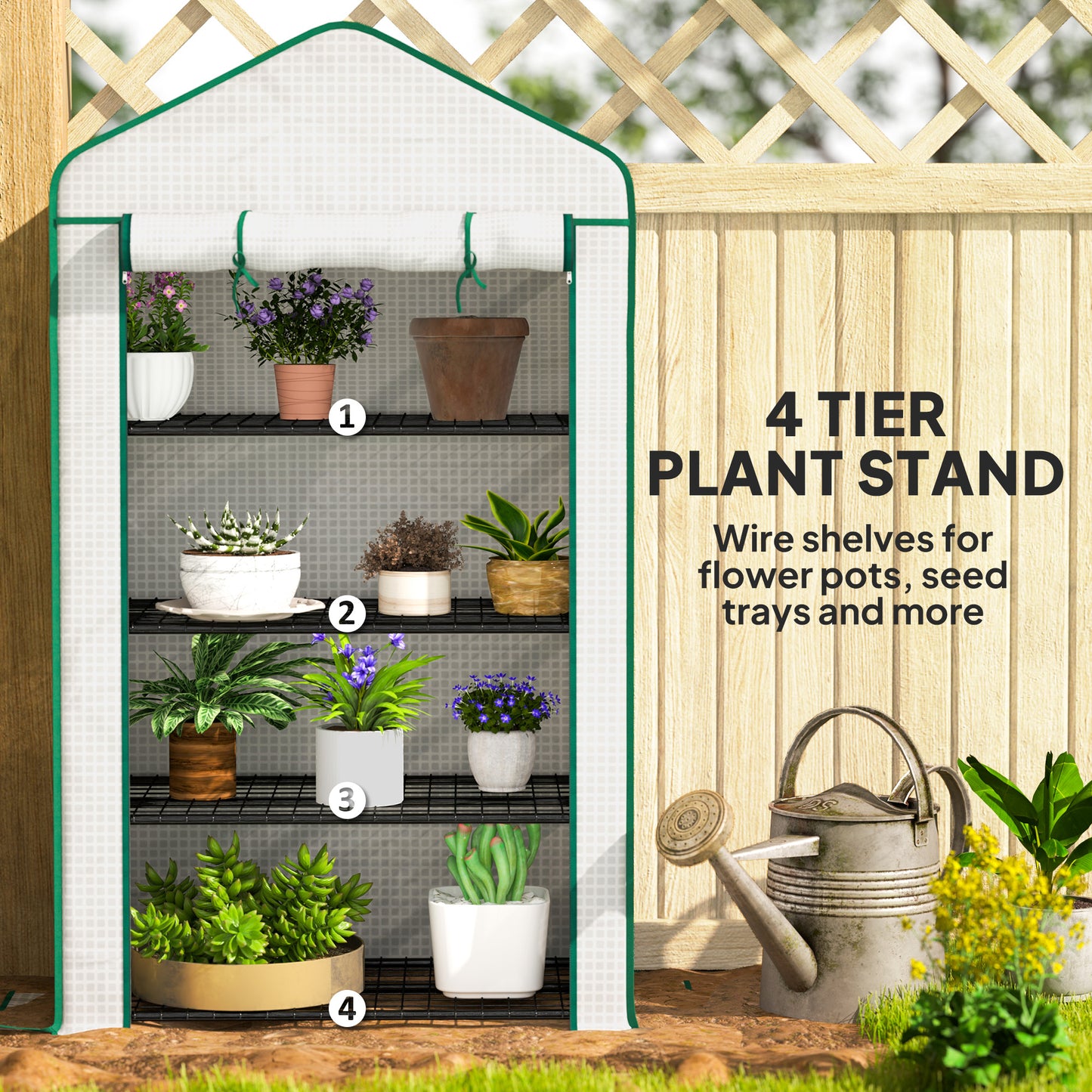 Four-Tier Mini Greenhouse, with Reinforced Plastic Cover