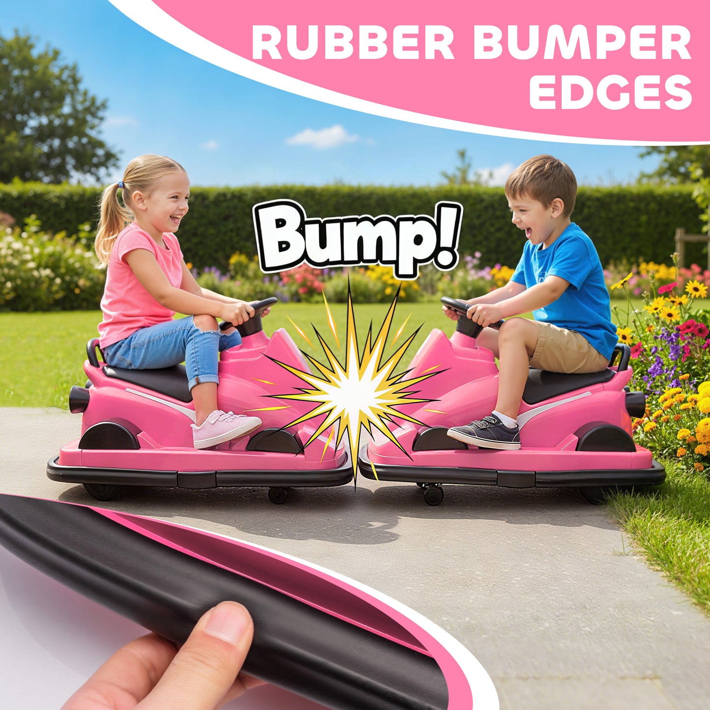 Kids Bumper Car, 360° Rotation Spin Electric Waltzer Car with LED Lights, Music for Ages 3-8 Years Old, Pink
