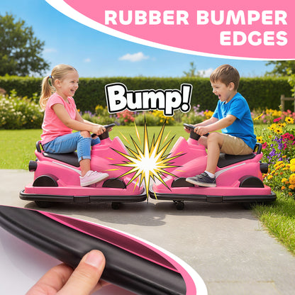 Kids Bumper Car, 360° Rotation Spin Electric Waltzer Car with LED Lights, Music for Ages 3-8 Years Old, Pink