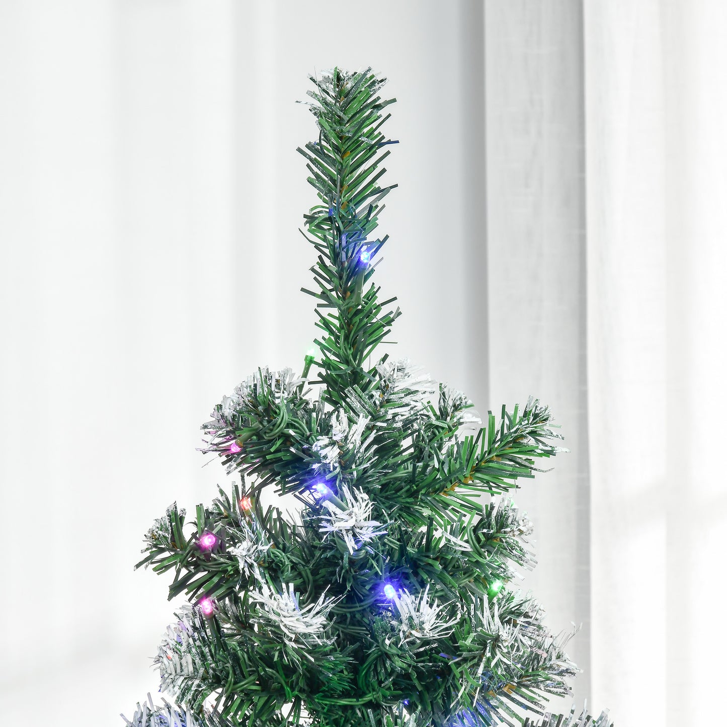 5FT Tall Prelit Pencil Slim Artificial Christmas Tree with Realistic Branches, 250 Colourful LED Lights and 408 Tips