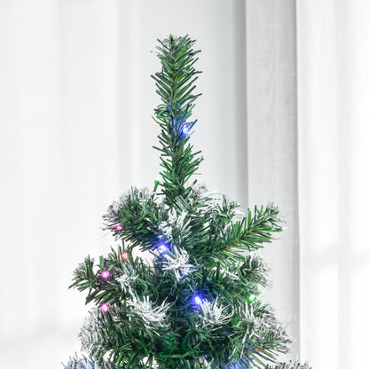 5FT Tall Prelit Pencil Slim Artificial Christmas Tree with Realistic Branches, 250 Colourful LED Lights and 408 Tips