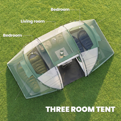 4 Man UV Protection Camping Tent - Green and White