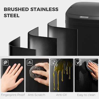 48L Galvanised Steel Sensor Bin - Black