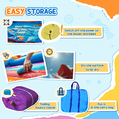 Kids Bouncy Castle House Inflatable Trampoline Slide Water Pool 3 in 1 with Blower Indoor Outdoor for Kids Age 3-8 Multi-Colo