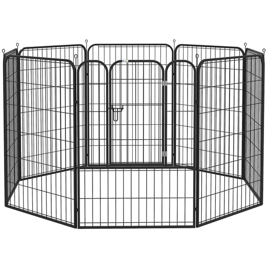 8 Panels Heavy Duty Puppy Playpen, for Large, Medium Dogs, Indoor and Outdoor Use - Black