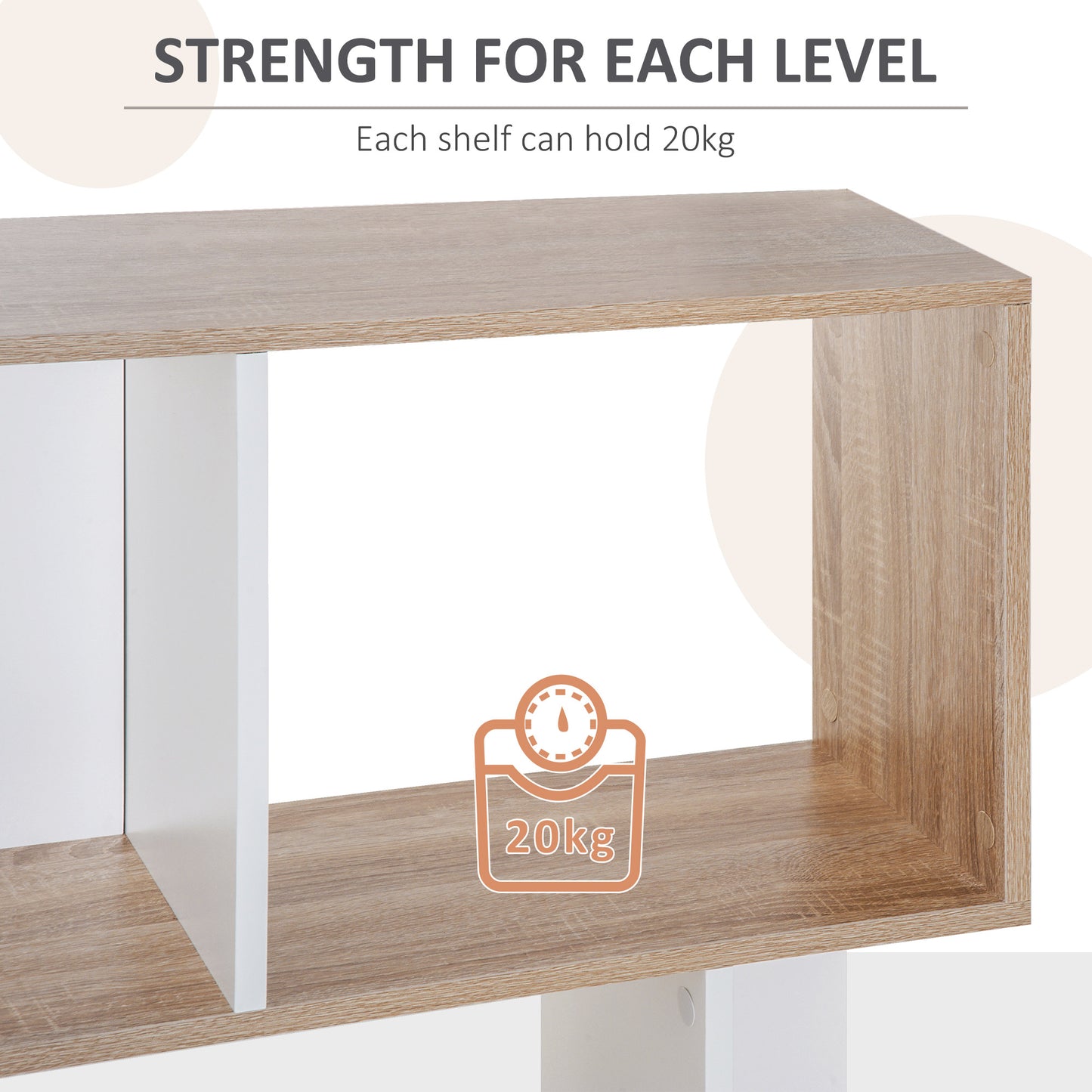Bookcase, S-Shaped Wooden Bookshelf, 5/6 Tiers Freestanding Storage Shelf, Home Office Decorative Display Stand Rack