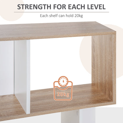 Bookcase, S-Shaped Wooden Bookshelf, 5/6 Tiers Freestanding Storage Shelf, Home Office Decorative Display Stand Rack