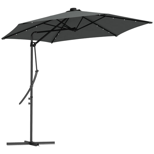 3(m) Solar LED Cantilever Parasol - Dark Grey