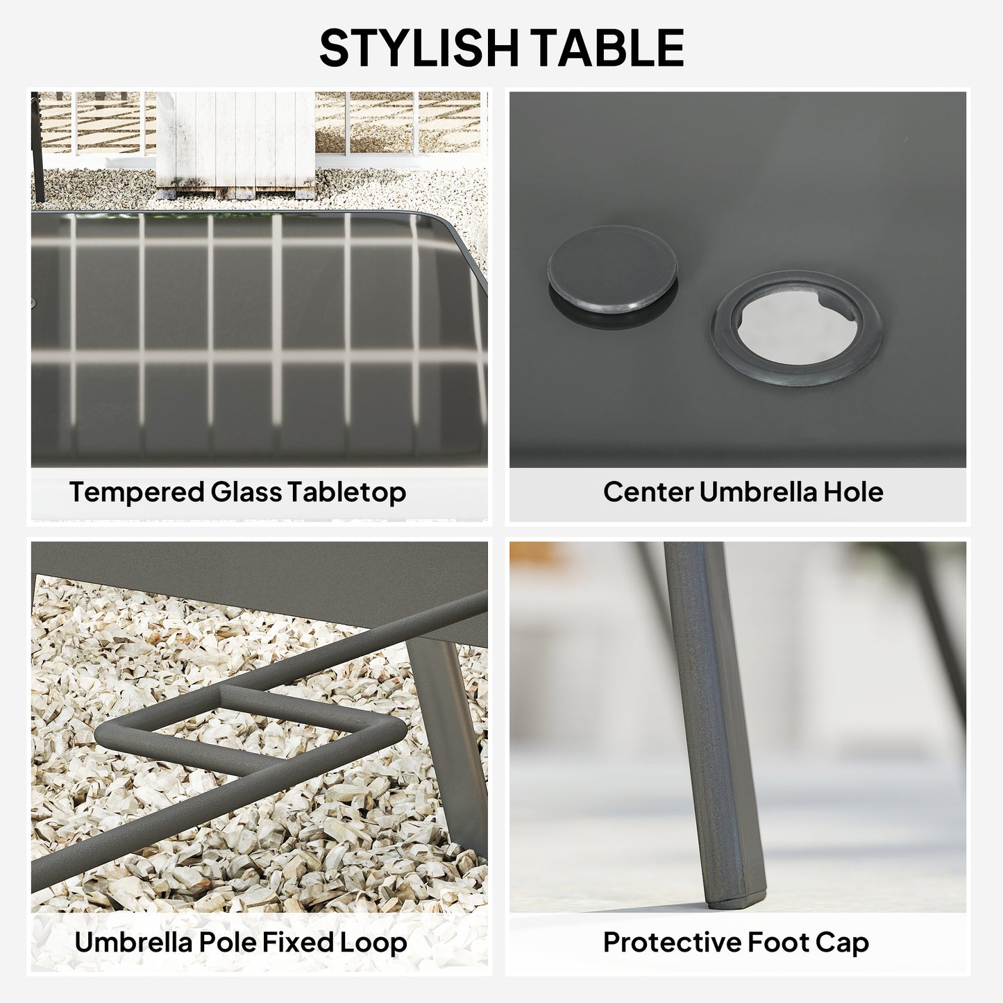 Seven-Piece Outdoor Dining Set - Charcoal Grey