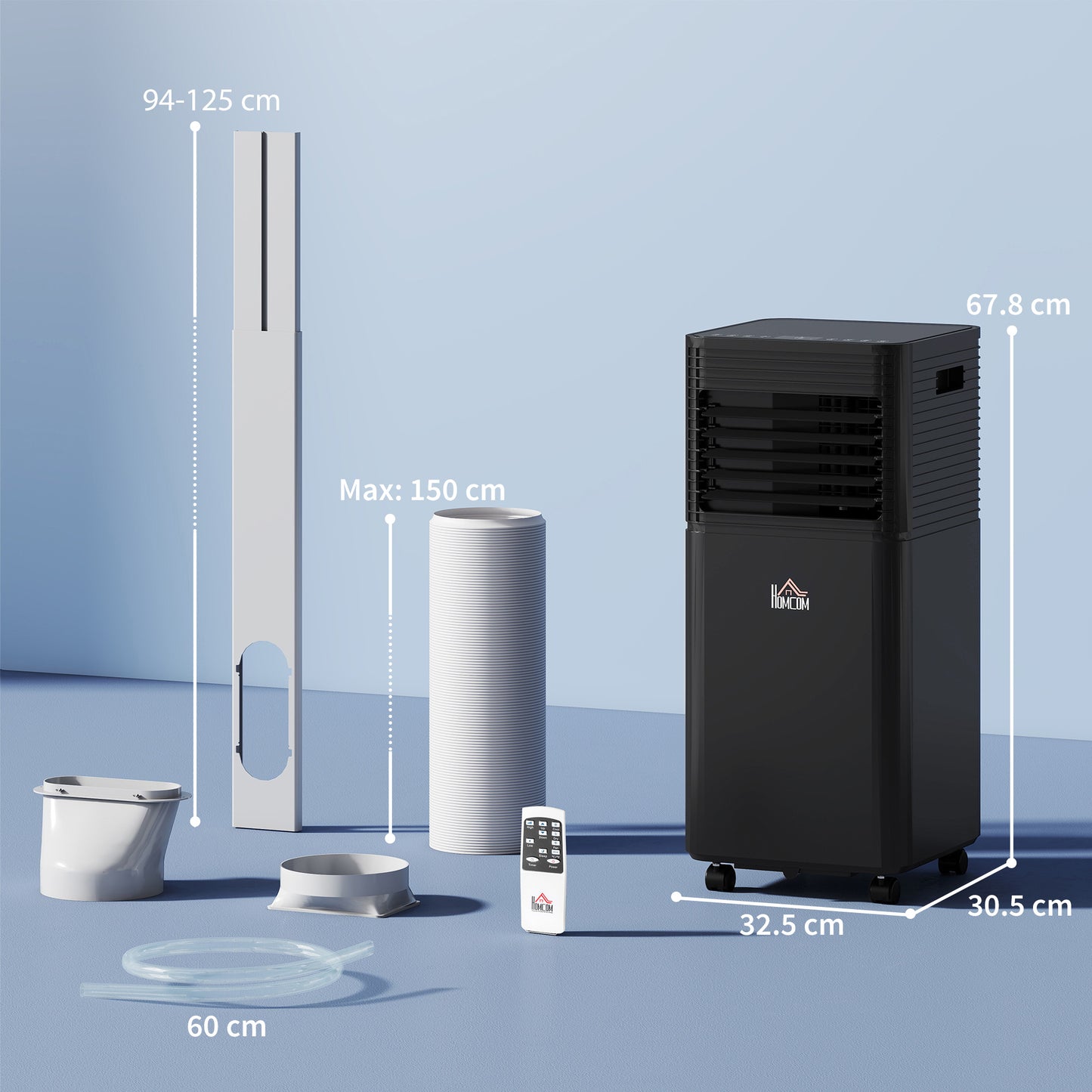 7000 BTU 4-In-1 Portable Air Conditioner Unit Cooling Dehumidifying Ventilating for Room up to 26m², with Fan, Remote