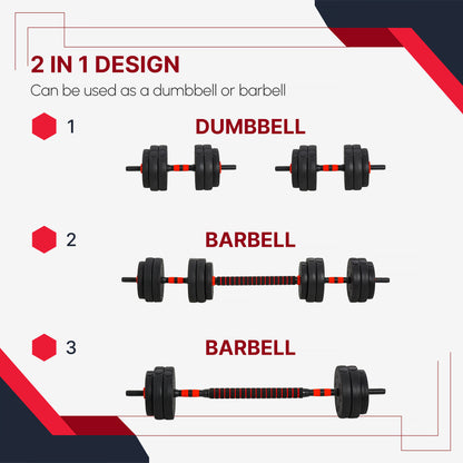 25kg 2 IN 1 Adjustable Dumbbells Weight Set, Dumbbell Hand Weight Barbell for Body Fitness, Lifting Training for Home
