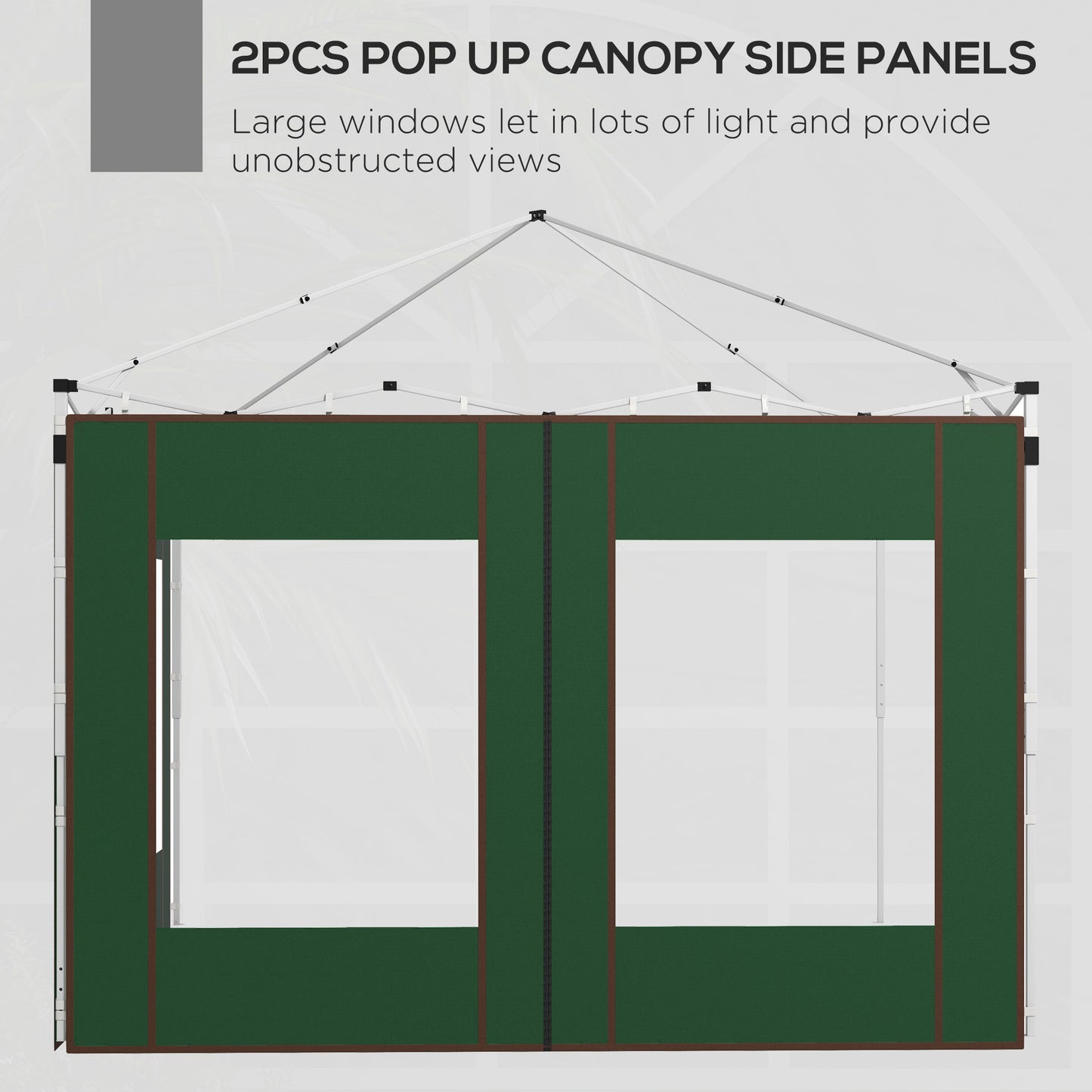Set of Two 295cm Replacement Canopy Walls - Green