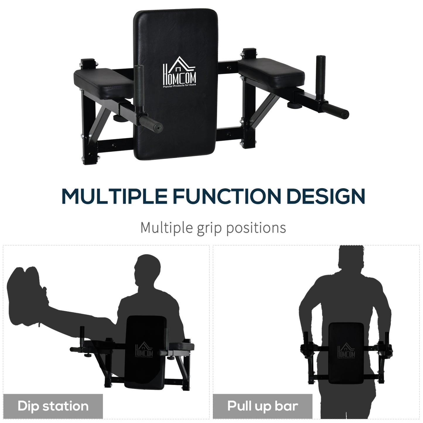 Wall Mounted Dip Station Knee Leg Raise Chin Up Pull Up Rack Home Gym Fitness Exercise Workout Bars New
