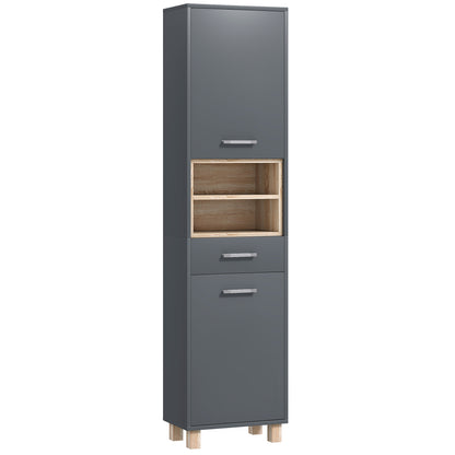 Tall Bathroom Storage Cabinet with MDF Triamine Board and Waterproof Sticker - Matte Grey