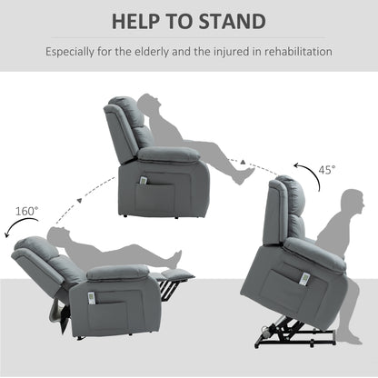 Riser and Recliner Chair with Vibration Massage, PU Leather Power Lift Chair for Elderly, Grey