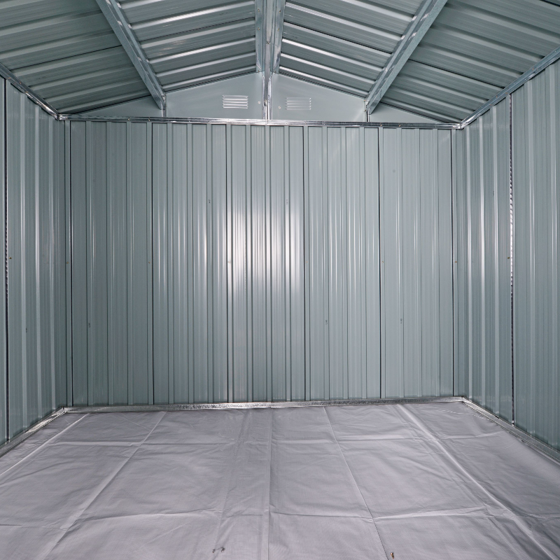 8 x 6ft Galvanised Steel Shed, with Double Door - Light Grey