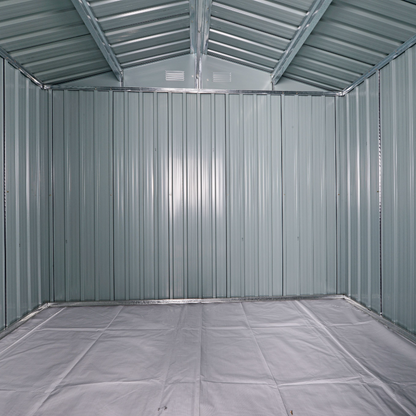 8 x 6ft Galvanised Steel Shed, with Double Door - Light Grey