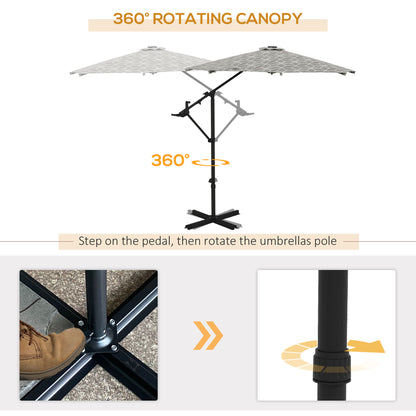 3(m) Convertible Cantilever Parasol and Centre-post Garden Parasol with Cross Base, 360° Rotation Banana Parasol