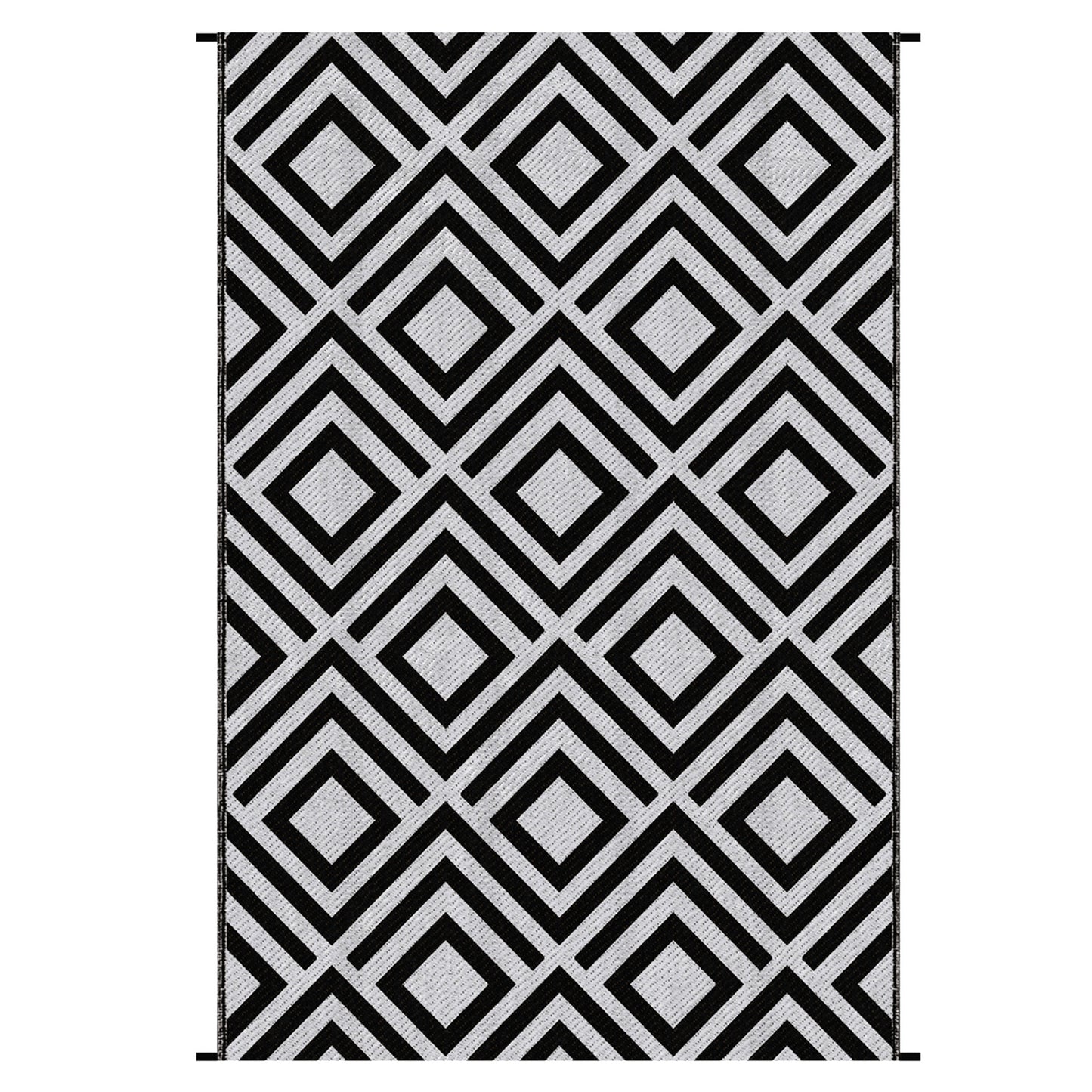 Reversible Outdoor Rug, Plastic Straw Mat w/ Carry Bag Ground Stakes for Garden RV Picnic Beach Camping 182x274cm Black