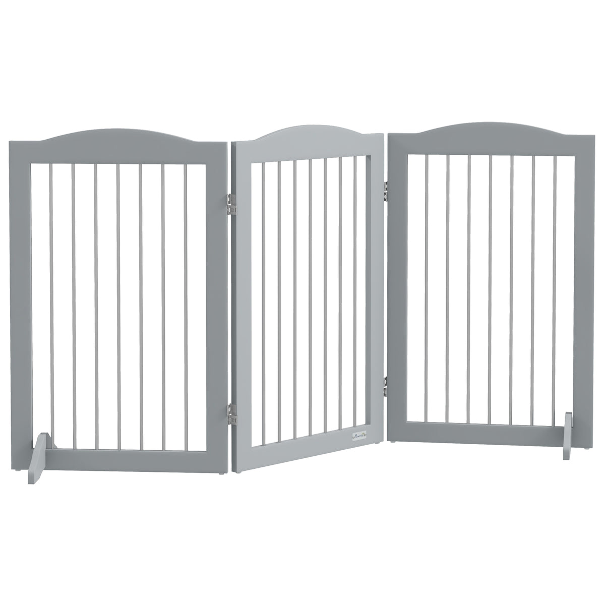 Foldable Dog Gate, Freestanding Pet Gate, with Two Support Feet, for Staircases, Hallways, Doorways - Grey