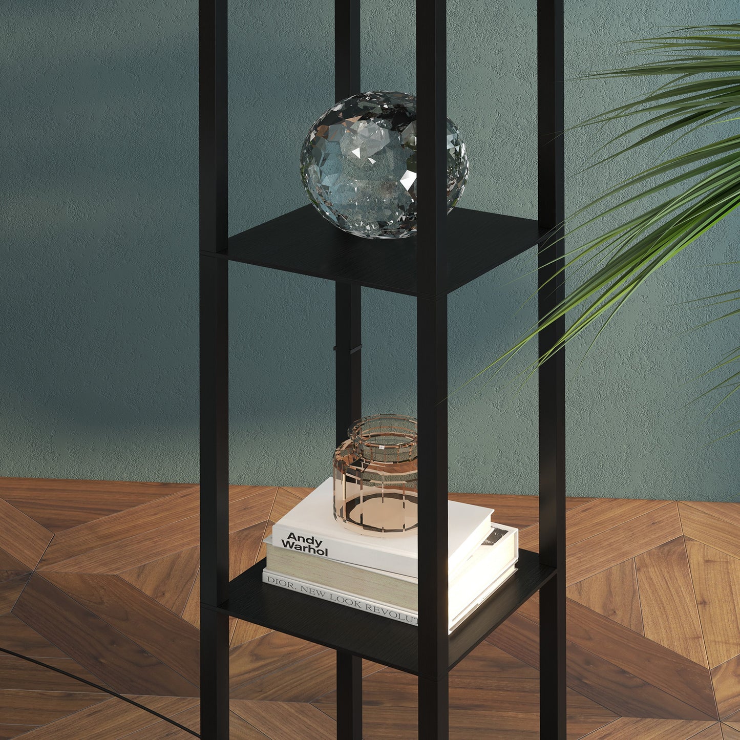 3-Tier Floor Lamp with Shelves and Storage, Modern Standing Lamp with Lampshade